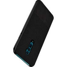 Microcase Oppo Reno 2 Fabrik Serisi Kumaş/Deri Desen Kılıf Siyah