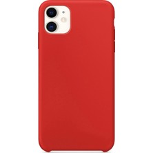 Case 4U Apple iPhone 11 Kılıf Silk Silikon + Cam Ekran Koruyucu Kırmızı