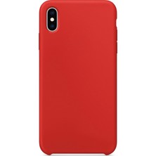 Case 4U Apple iPhone XS Max Kılıf Silk Silikon + Cam Ekran Koruyucu Kırmızı