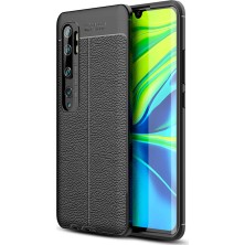 Microcase Xiaomi Mi Note 10 Leather Tpu Silikon Kılıf - Siyah