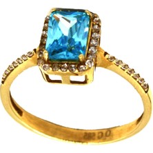 Tekin Gold Aquamarine Taşlı Baget Yüzük