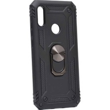 Tekno Grup Huawei Y6s 2019 Kılıf Çift Katmanlı Yüzüklü Manyetik Vega Kapak Siyah
