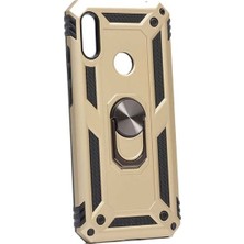 Tekno Grup Huawei Y6s 2019 Kılıf Çift Katmanlı Yüzüklü Manyetik Vega Kapak Gold