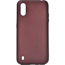 Tekno Grup Samsung Galaxy A01 Kılıf Mat Premium Silikon Kılıf Bordo + Nano Ekran Koruyucu