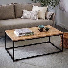 Mavienerji Dekoratif Metal Orta Sehpa Doğal Ahşap Sehpa