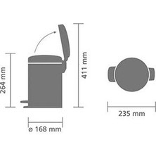 Brabantia Newicon Fpp Mat Steel Pedallı Çöp Kutusu 3 lt
