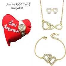 Forentina Kalpli Sonsuzluk Kolye Küpe Bileklik Set