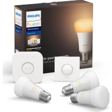 Philips Hue Beyaz Ambiyans Akıllı Başlangıç Seti 3'lü Akıllı Butonlu E27 Bluetooth