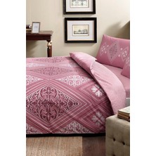 Taç Tek Kişilik Ranforce Nevresim Takımı-Silvia Gül Kurusu