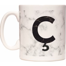 Rock'n Fox Baş Harf Ç Harfli Kişiye Özel Mermer Tasarımlı Kupa Bardak
