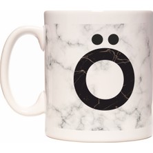 Rock'n Fox Baş Harf Ö Harfli Kişiye Özel Mermer Tasarımlı Kupa Bardak