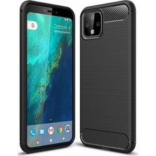 Microcase Google Pixel 4 XL Brushed Carbon Fiber Silikon Kılıf - Siyah