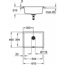 Grohe K700U Kuvars Kompozit Eviye 70 -C 61/45,7, Granit Siyah Rengi - 31655AP0