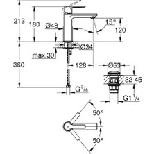 Lineare Tek Kumandalı Lavabo Bataryası S-Boyut 23106001