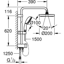 Grohe New Tempesta Rustic System 200 Duvar Bağlantılı, Divertörlü Duş Sistemi-27399002