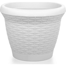 Serinova Hasır Saksı 10 LT Beyaz 3'lü Takım