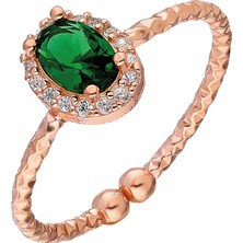 Glorria Gümüş Oval Anturaj Yüzük