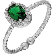 Glorria Gümüş Oval Anturaj Yüzük