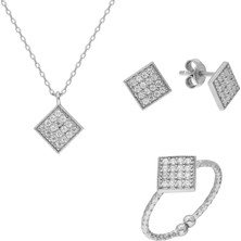 Glorria Gümüş Geometrik Set
