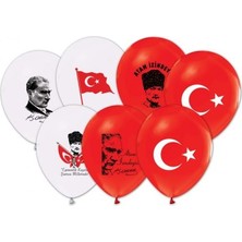 Balonevi Kırmızı Ata Bayrak Baskılı Balon 12 Inch 10 Adet