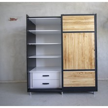 Deryawood Masif Ahşap Gardırop 200 cm