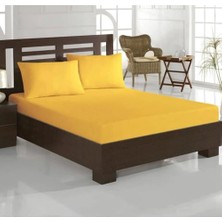 Ezgi Pamuk Lastikli Penye Çarşaf Çift Kişilik Sarı