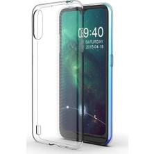 Tekno Grup Samsung Galaxy A01 Kılıf Darbe Emici Silikon Kılıf Şeffaf + Cam Ekran Koruyucu