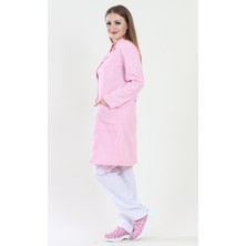 Moda Canel Uzun Boy Mono Yaka Kadın İş Önlüğü Pembe