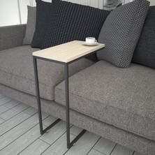 Pasific Home Callen Yan Sehpa, Metal Tekerlekli Yan Sehpa ,Meşe