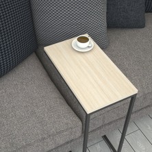 Pasific Home Callen Yan Sehpa, Metal Tekerlekli Yan Sehpa ,Meşe