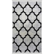Diji Dekor Dekoratif Dijital Saçaklı Halı Yıkanabilir Antialaerjik Maça Gri 80 x 50 cm