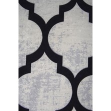 Diji Dekor Dekoratif Dijital Saçaklı Halı Yıkanabilir Antialaerjik Maça Gri 80 x 50 cm