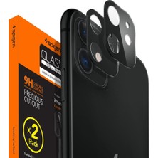 Spigen Apple iPhone 11 Kamera Lens Camı Koruyucu Full Cover Black / Siyah (2 Adet) - AGL00506