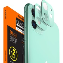 Spigen Apple iPhone 11 Kamera Lens Camı Koruyucu Full Cover Green / Yeşil (2 Adet) - AGL00508