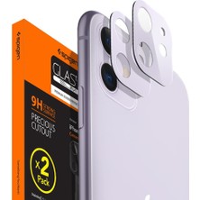 Spigen Apple iPhone 11 Kamera Lens Camı Koruyucu Full Cover Purple / Mor (2 Adet) - AGL00510