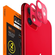 Spigen Apple iPhone 11 Kamera Lens Camı Koruyucu Full Cover Red / Kırmızı (2 Adet) - AGL00511