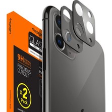 Spigen Apple iPhone 11 Pro Max / iPhone 11 Pro Kamera Lens Camı Koruyucu Full Cover Space Gray / Uzay Grisi (2 Adet) - AGL00503