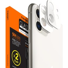 Spigen Apple iPhone 11 Kamera Lens Camı Koruyucu Full Cover White / Beyaz (2 Adet) - AGL00507