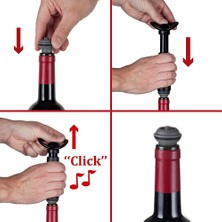 Vacu Vin Şarap Vakum Seti / Siyah ( 1 Pompa 3 Tıpa )