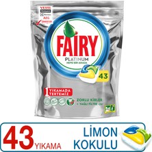 Fairy Platinum Bulaşık Makinesi Deterjanı Tableti / Kapsülü Limon Kokulu 43 Yıkama