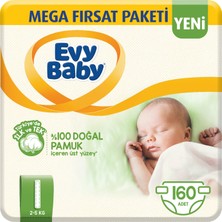 Evy Baby Bebek Bezi 1 Beden Yenidoğan  Paketi 160'lı