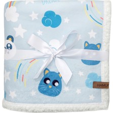 Bebek Beyaz Mavi Dream Fluffy Battaniyesi 80x100 cm