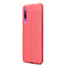 Case Street Huawei P Smart Pro 2019 Kılıf Niss Silikon Deri Görünümlü Kırmızı