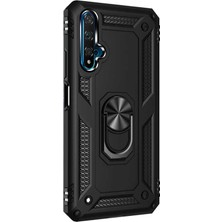 Case Street Huawei Honor 20 Kılıf Vega Standlı Yüzüklü Mıknatıslı Silikon Siyah