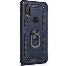 Case Street Huawei Y6s 2019 Kılıf Vega Standlı Yüzüklü Mıknatıslı Silikon Lacivert