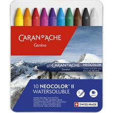 Caran d'Ache Neocolor 10 Renk Water Soluble Wax Pastel Boya