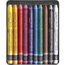 Caran d'Ache Neocolor 10 Renk Water Soluble Wax Pastel Boya