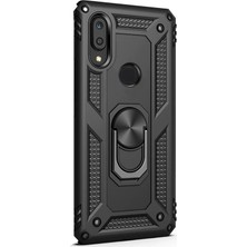 Gpack Huawei Y6s 2019 Kılıf Vega Standlı Yüzüklü Mıknatıslı + Nano Glass Siyah