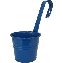 Bimbambom  Metal Askılı Bahçe Balkon Saksı Küçük Duvar Saksısı Ferforje Saksı Mavi