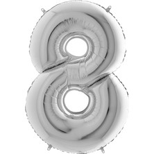 My Party Store Grabo Rakam Folyo Balon 40" 100 cm Gümüş 8